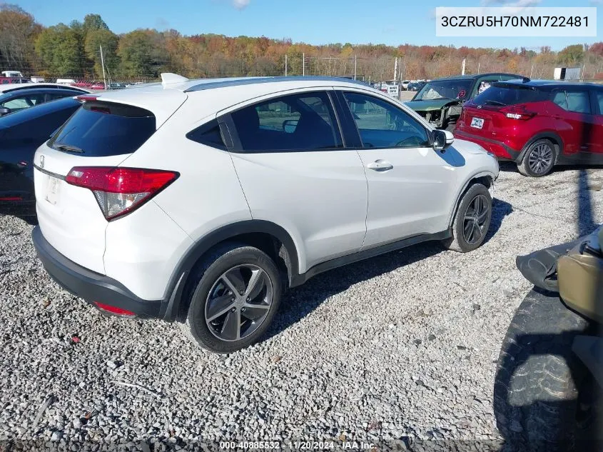 2022 Honda Hr-V 2Wd Ex-L VIN: 3CZRU5H70NM722481 Lot: 40885532