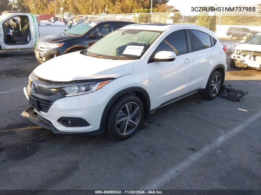 2022 Honda Hr-V 2Wd Ex VIN: 3CZRU5H51NM737988 Lot: 40895032