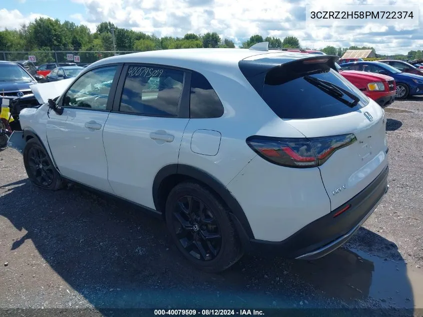 2023 Honda Hr-V Awd Sport VIN: 3CZRZ2H58PM722374 Lot: 40079509