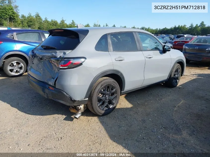 2023 Honda Hr-V Awd Sport VIN: 3CZRZ2H51PM712818 Lot: 40313878