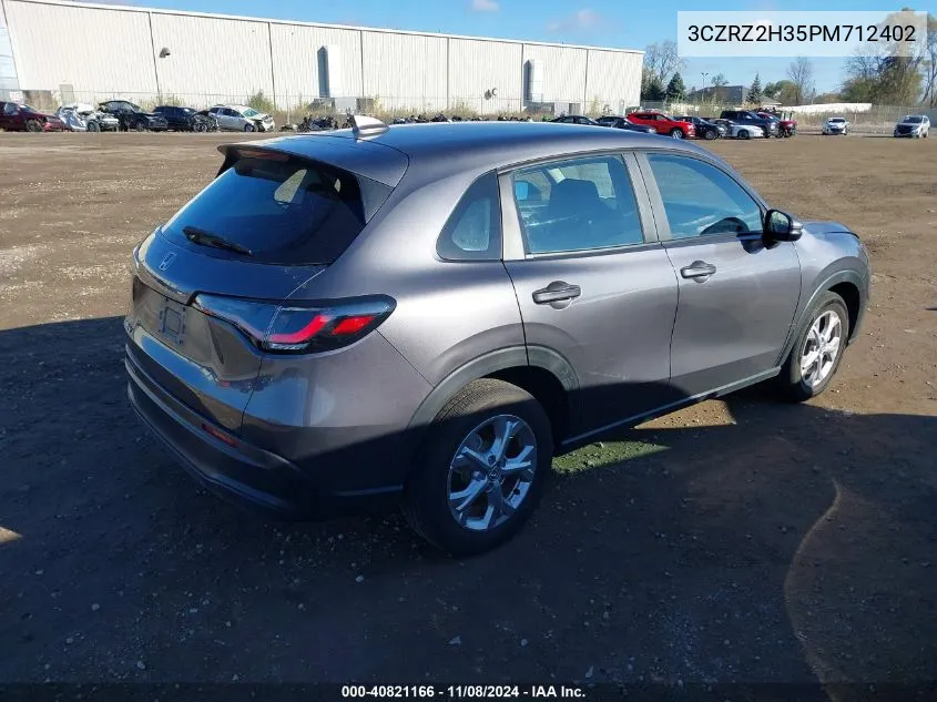 2023 Honda Hr-V Awd Lx VIN: 3CZRZ2H35PM712402 Lot: 40821166