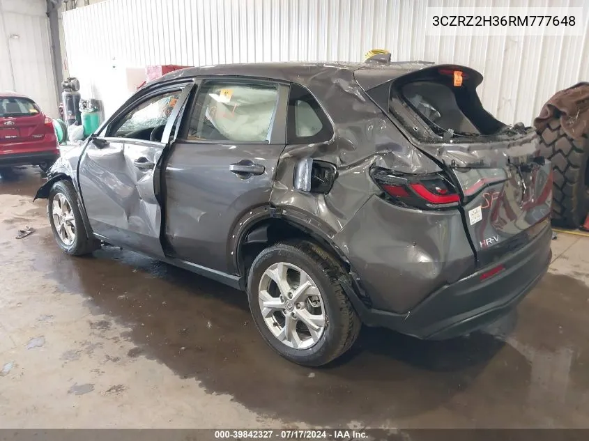 2024 Honda Hr-V Awd Lx VIN: 3CZRZ2H36RM777648 Lot: 39842327