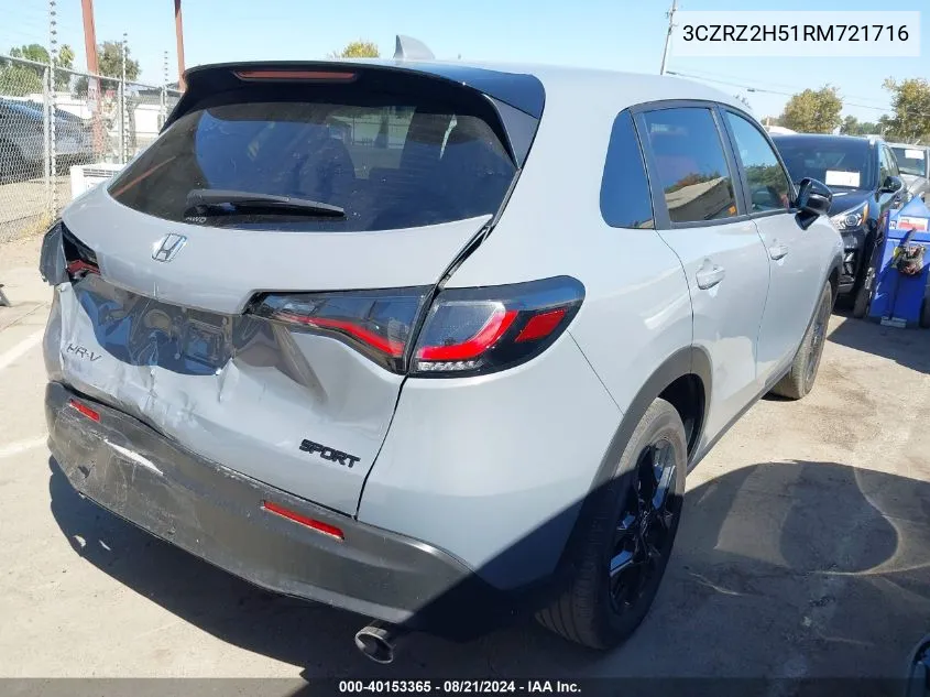 2024 Honda Hr-V Awd Sport/Awd Sport W/O Bsi VIN: 3CZRZ2H51RM721716 Lot: 40153365