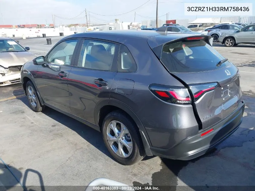 2024 Honda Hr-V 2Wd Lx VIN: 3CZRZ1H33RM758436 Lot: 40163383