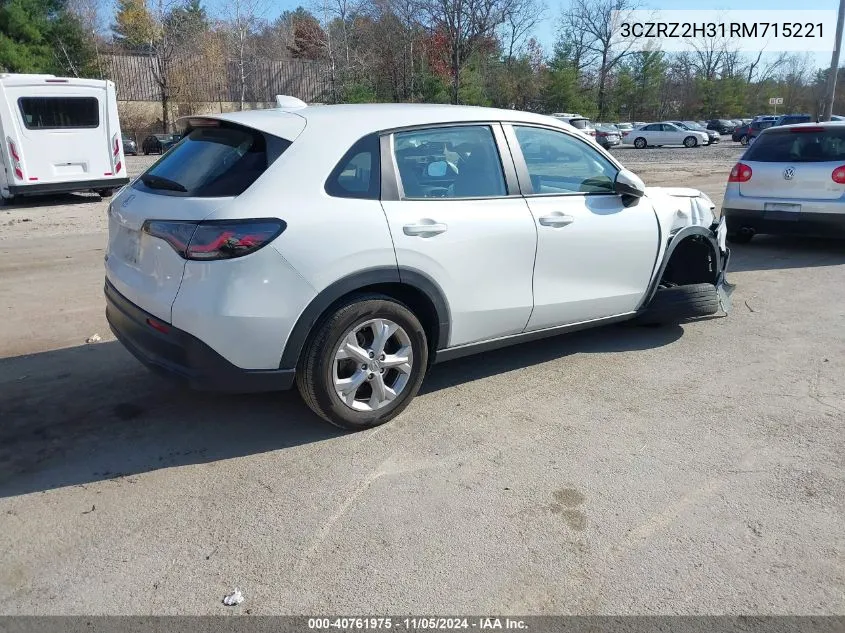 2024 Honda Hr-V Awd Lx VIN: 3CZRZ2H31RM715221 Lot: 40761975