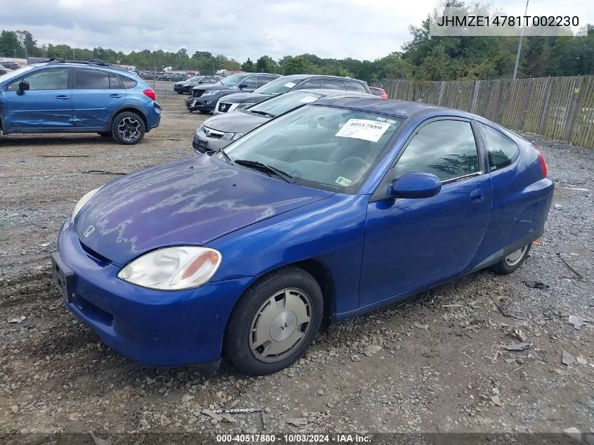 2001 Honda Insight Cvt VIN: JHMZE14781T002230 Lot: 40517880