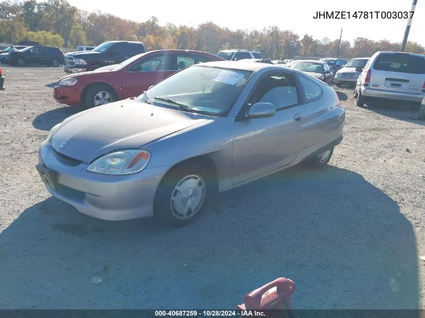 2001 Honda Insight Cvt VIN: JHMZE14781T003037 Lot: 40687259