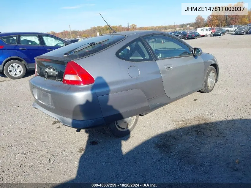 2001 Honda Insight Cvt VIN: JHMZE14781T003037 Lot: 40687259