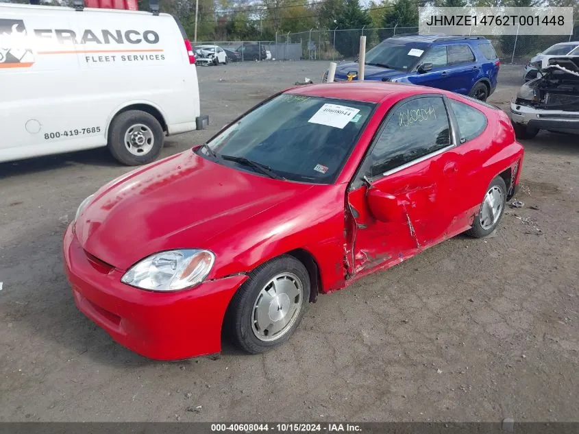 2002 Honda Insight Cvt VIN: JHMZE14762T001448 Lot: 40608044