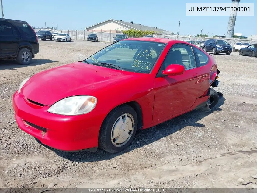 2004 Honda Insight VIN: JHMZE13794T800001 Lot: 12079371