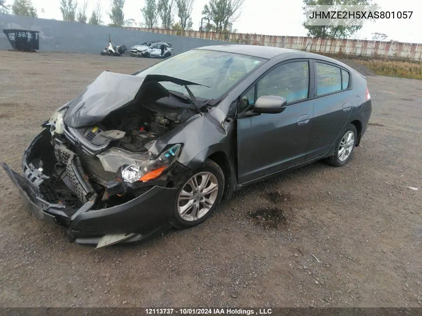 2010 Honda Insight VIN: JHMZE2H5XAS801057 Lot: 12113737