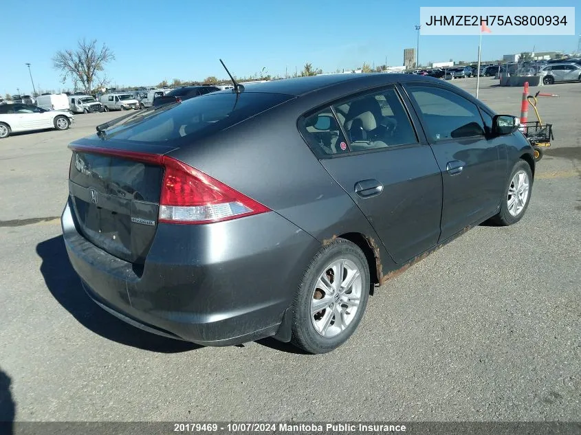 2010 Honda Insight Ex VIN: JHMZE2H75AS800934 Lot: 20179469