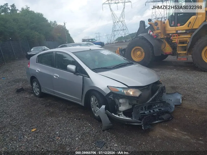 2010 Honda Insight Lx VIN: JHMZE2H53AS032398 Lot: 39865706