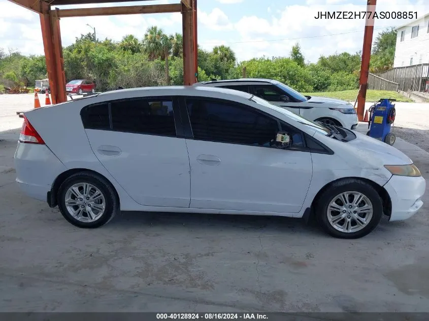 2010 Honda Insight Ex VIN: JHMZE2H77AS008851 Lot: 40128924