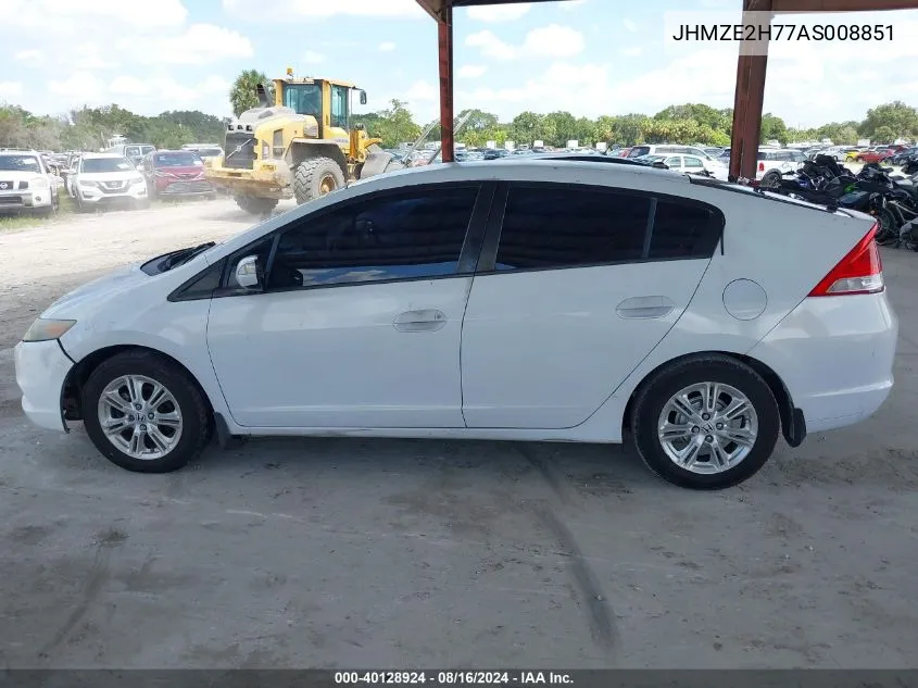 2010 Honda Insight Ex VIN: JHMZE2H77AS008851 Lot: 40128924