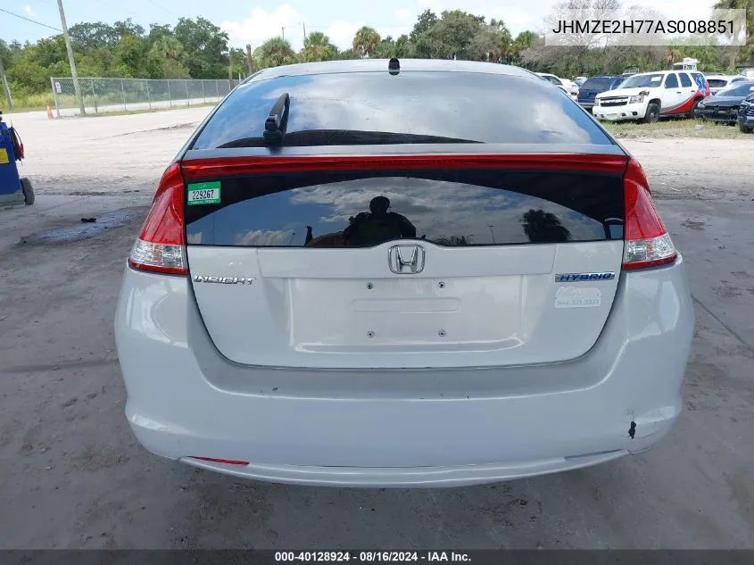 2010 Honda Insight Ex VIN: JHMZE2H77AS008851 Lot: 40128924