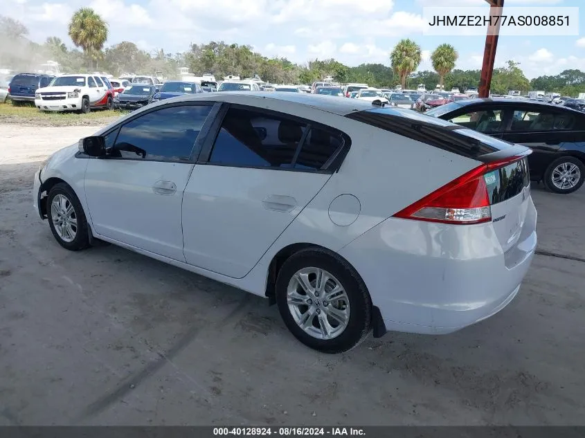 2010 Honda Insight Ex VIN: JHMZE2H77AS008851 Lot: 40128924