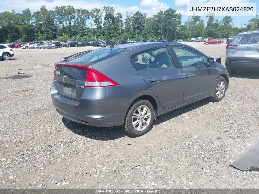 2010 Honda Insight Ex VIN: JHMZE2H7XAS024820 Lot: 40182502