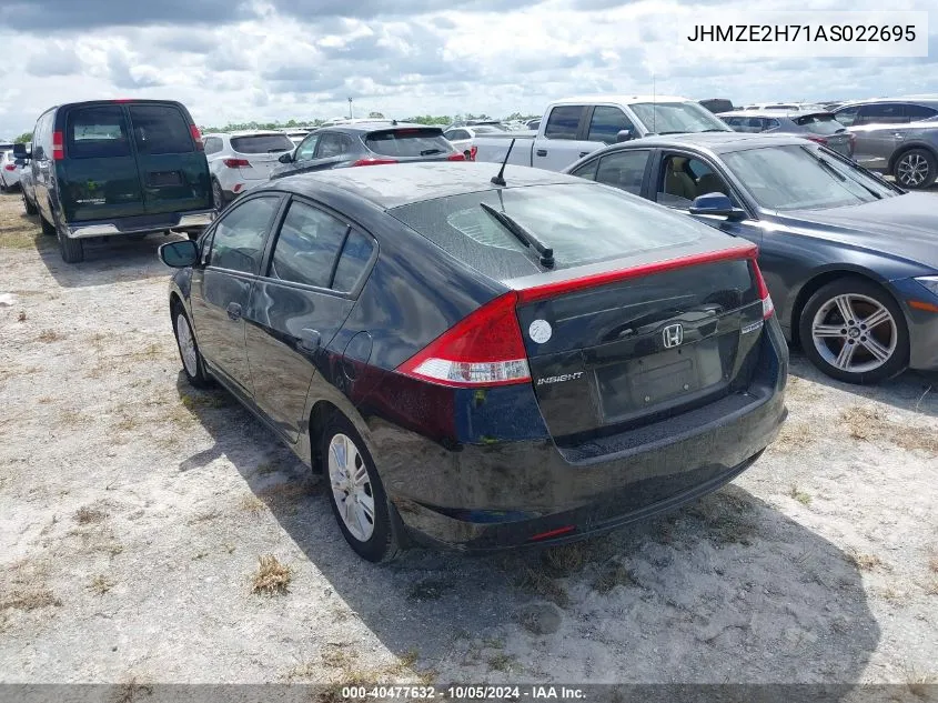 2010 Honda Insight Ex VIN: JHMZE2H71AS022695 Lot: 40477632