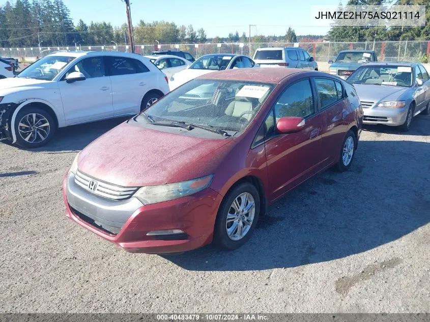 2010 Honda Insight Ex VIN: JHMZE2H75AS021114 Lot: 40483479