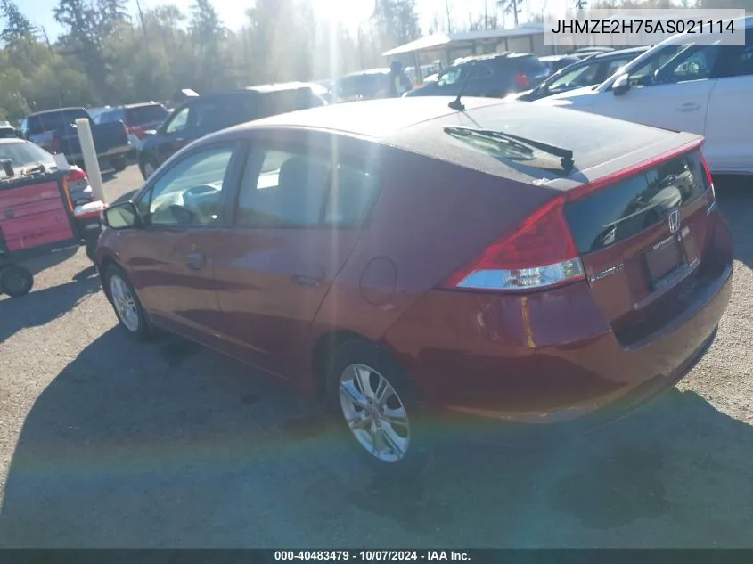 2010 Honda Insight Ex VIN: JHMZE2H75AS021114 Lot: 40483479