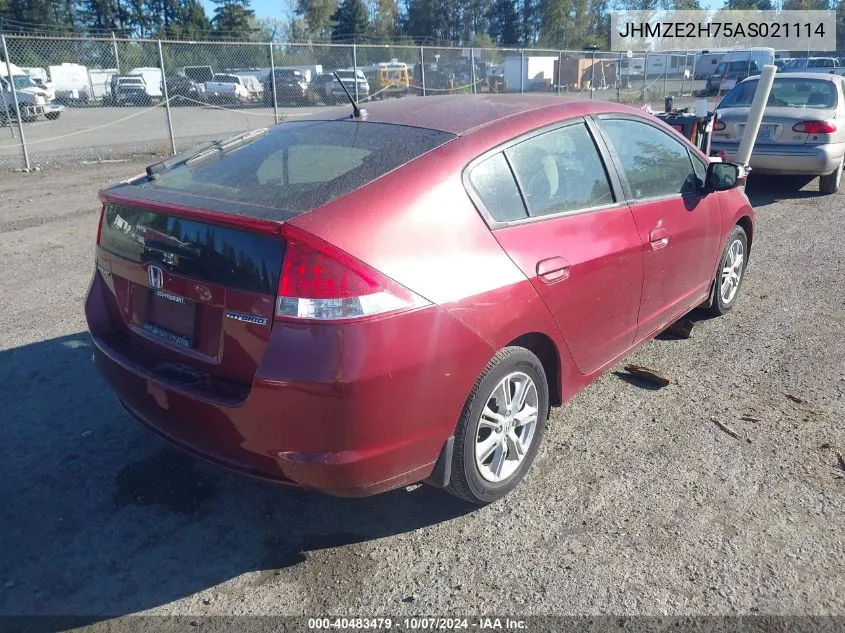 2010 Honda Insight Ex VIN: JHMZE2H75AS021114 Lot: 40483479