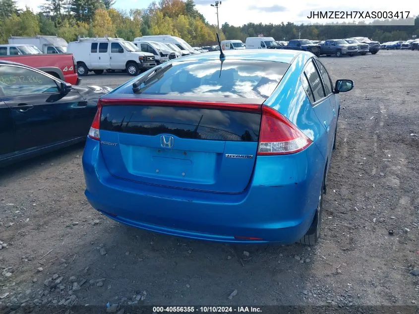 2010 Honda Insight Ex VIN: JHMZE2H7XAS003417 Lot: 40556355