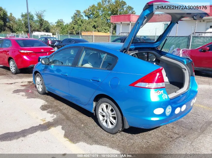 2010 Honda Insight Ex VIN: JHMZE2H72AS005176 Lot: 40571079