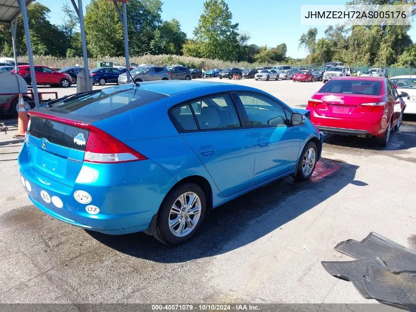 2010 Honda Insight Ex VIN: JHMZE2H72AS005176 Lot: 40571079