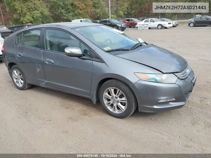 2010 Honda Insight Ex VIN: JHMZE2H72AS021443 Lot: 40576149