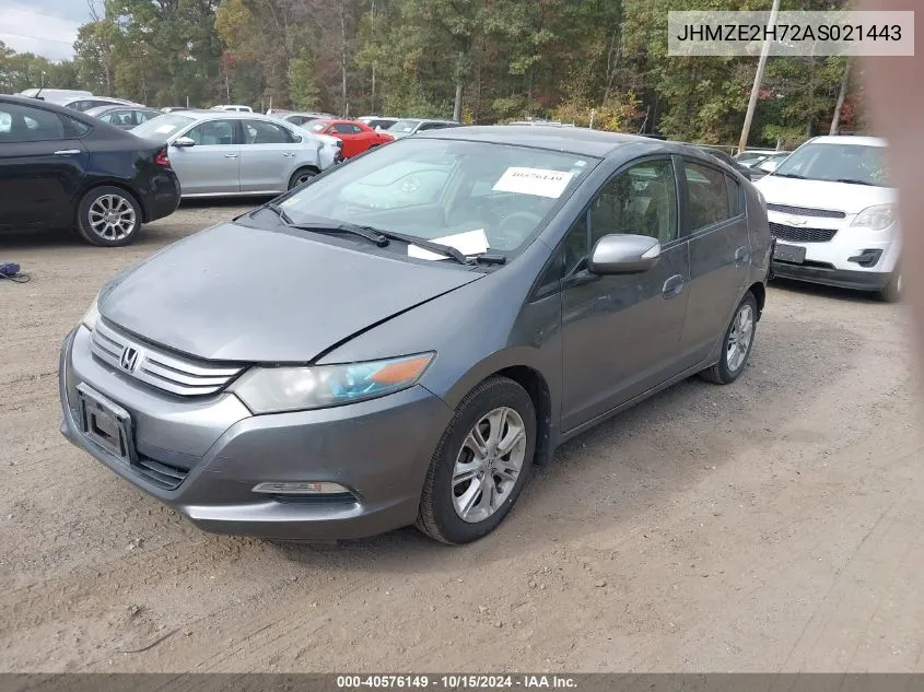 2010 Honda Insight Ex VIN: JHMZE2H72AS021443 Lot: 40576149