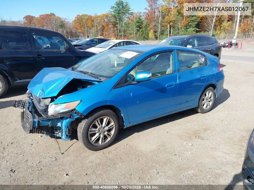 2010 Honda Insight Ex VIN: JHMZE2H7XAS012067 Lot: 40656096