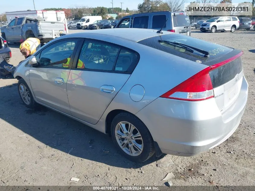 2010 Honda Insight Ex VIN: JHMZE2H78AS028381 Lot: 40709321