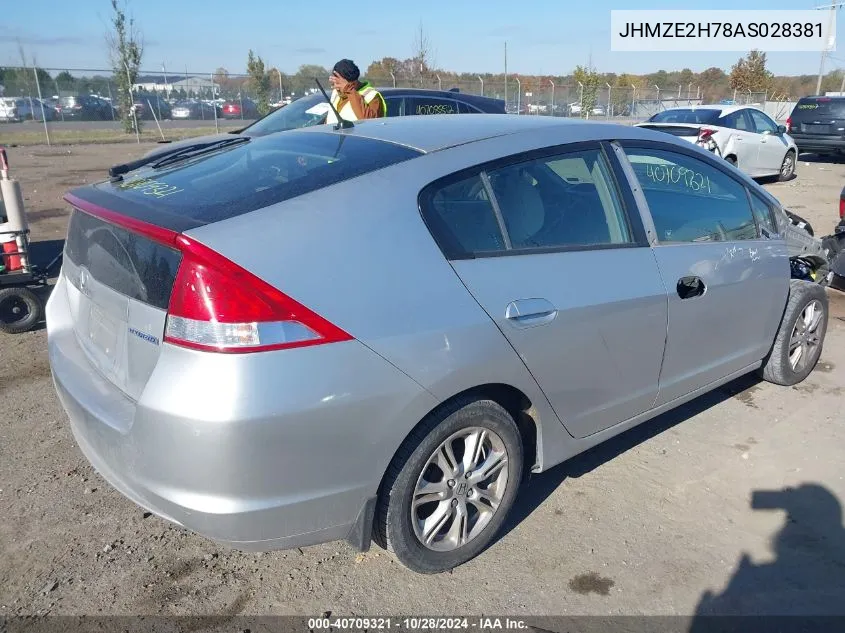 2010 Honda Insight Ex VIN: JHMZE2H78AS028381 Lot: 40709321