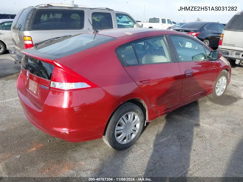 2010 Honda Insight Lx VIN: JHMZE2H51AS031282 Lot: 40767304