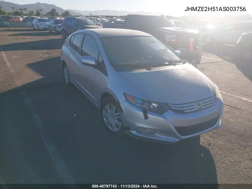 2010 Honda Insight Lx VIN: JHMZE2H51AS003756 Lot: 40797743