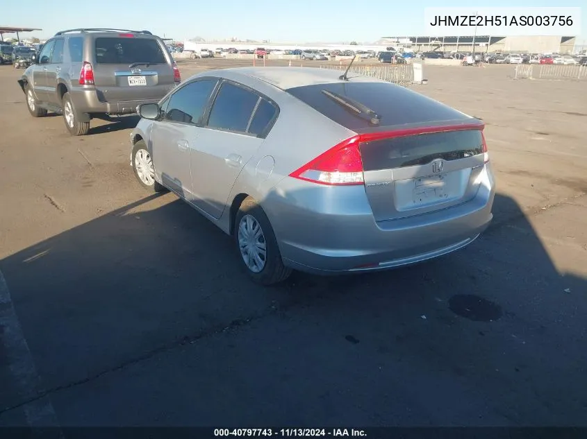 2010 Honda Insight Lx VIN: JHMZE2H51AS003756 Lot: 40797743