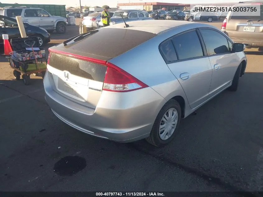 2010 Honda Insight Lx VIN: JHMZE2H51AS003756 Lot: 40797743