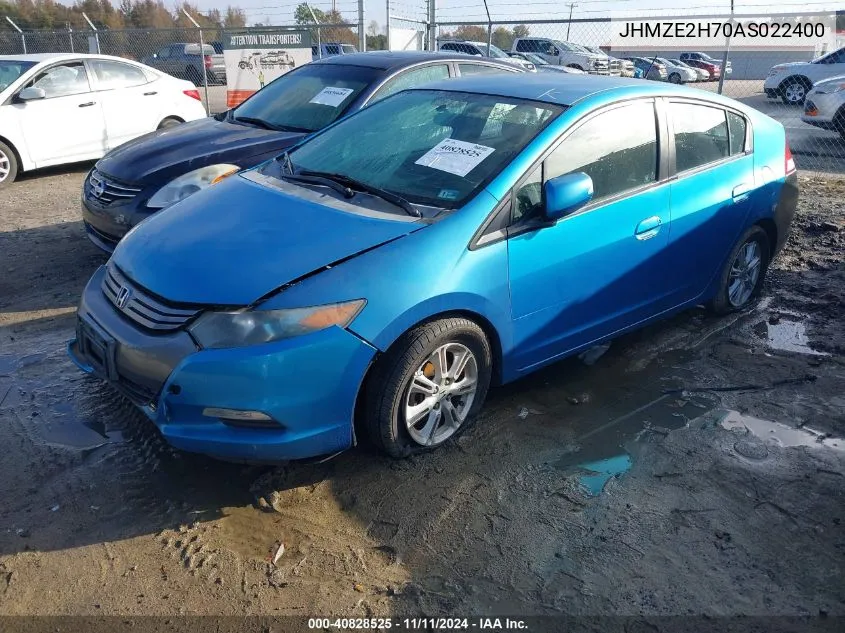 2010 Honda Insight Ex VIN: JHMZE2H70AS022400 Lot: 40828525