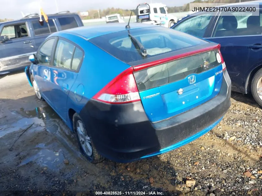 2010 Honda Insight Ex VIN: JHMZE2H70AS022400 Lot: 40828525