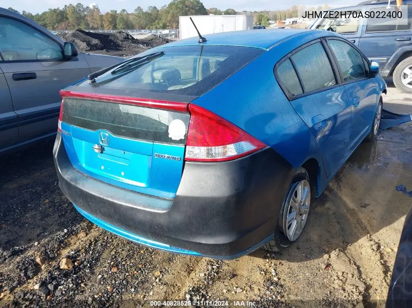 2010 Honda Insight Ex VIN: JHMZE2H70AS022400 Lot: 40828525