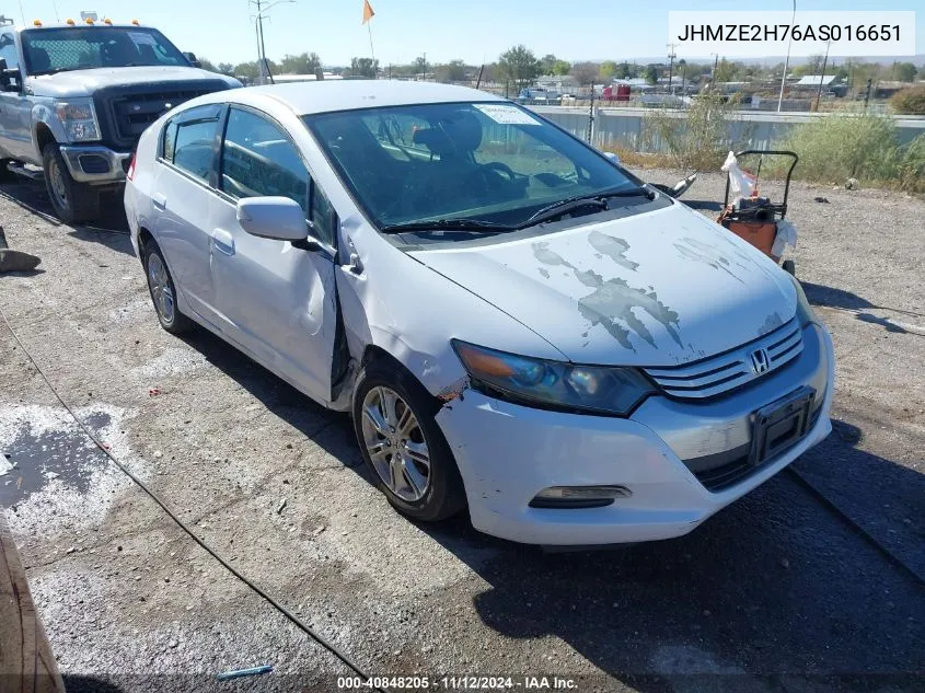 2010 Honda Insight Ex VIN: JHMZE2H76AS016651 Lot: 40848205