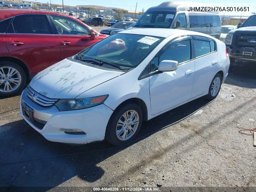 2010 Honda Insight Ex VIN: JHMZE2H76AS016651 Lot: 40848205