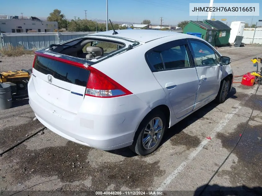 2010 Honda Insight Ex VIN: JHMZE2H76AS016651 Lot: 40848205