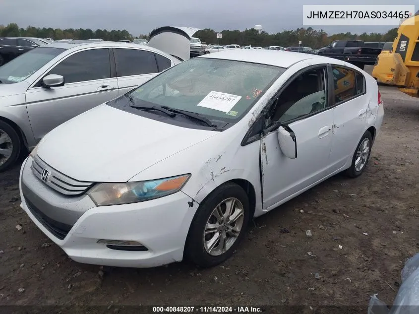 2010 Honda Insight Ex VIN: JHMZE2H70AS034465 Lot: 40848207