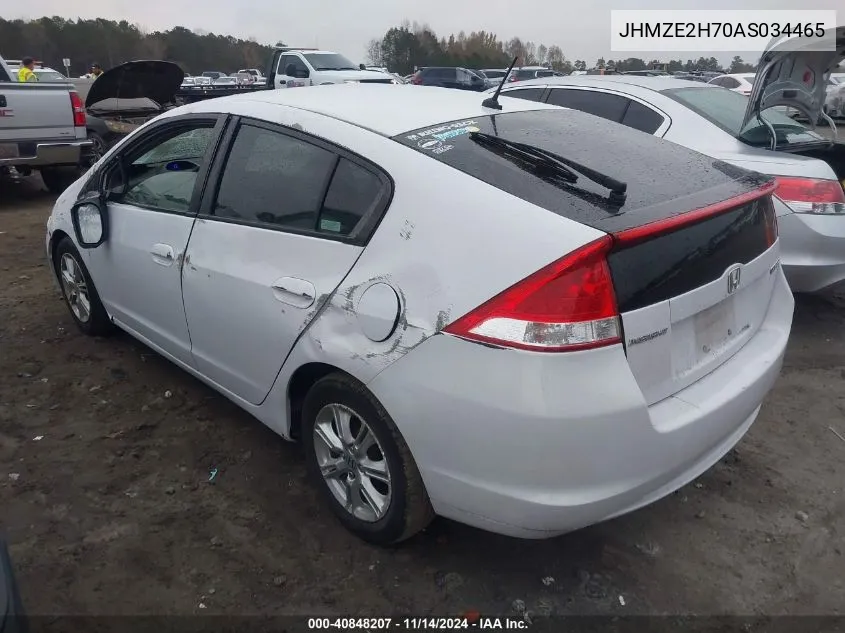 2010 Honda Insight Ex VIN: JHMZE2H70AS034465 Lot: 40848207