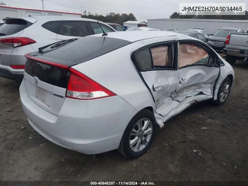 2010 Honda Insight Ex VIN: JHMZE2H70AS034465 Lot: 40848207