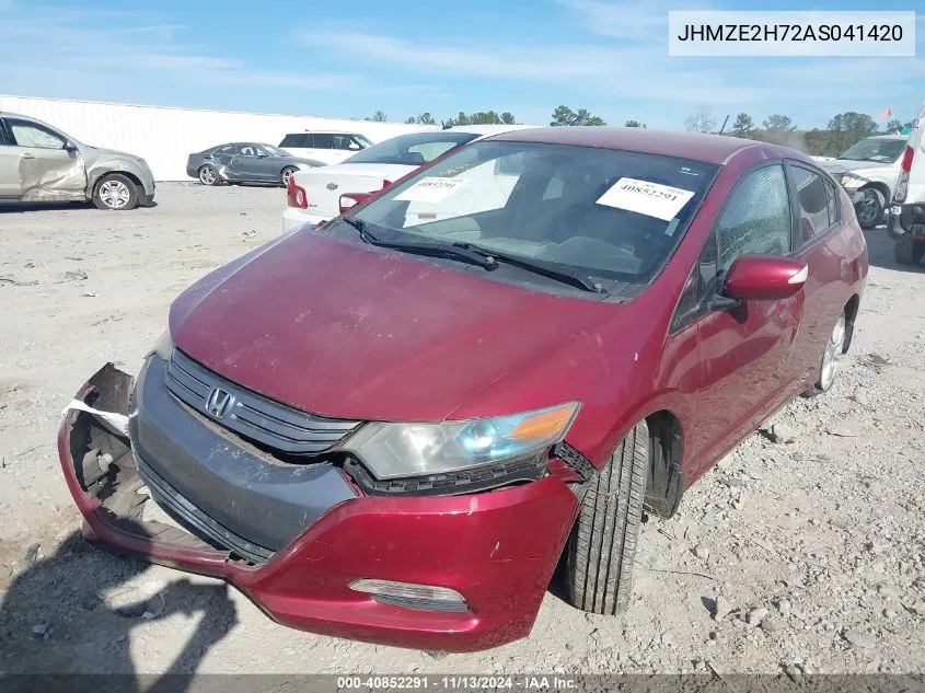 2010 Honda Insight Ex VIN: JHMZE2H72AS041420 Lot: 40852291