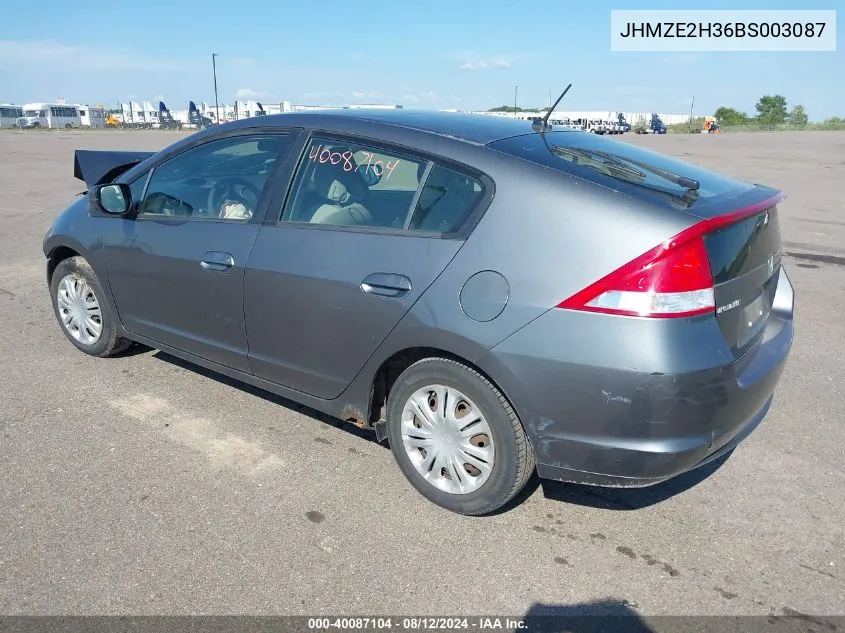 2011 Honda Insight VIN: JHMZE2H36BS003087 Lot: 40087104