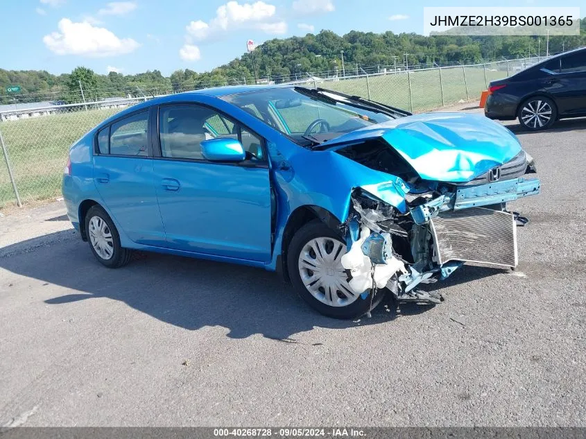 2011 Honda Insight VIN: JHMZE2H39BS001365 Lot: 40268728